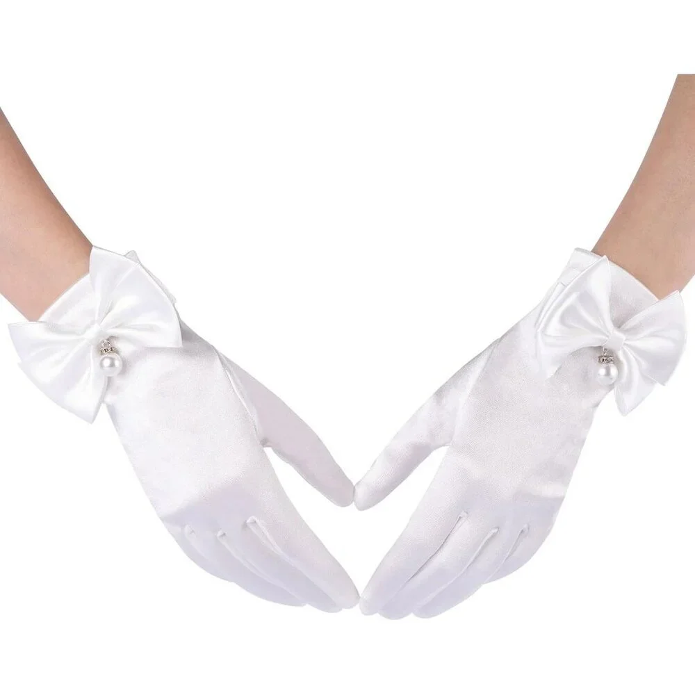 Women's Special White Short Satin Gloves Formal Dress Wedding Dancing Party